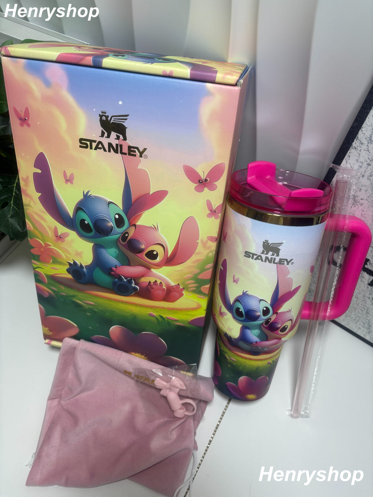 40oz Stitch Limited Insulated Tumbler With Handle, Straw Topper & Gift Box Set