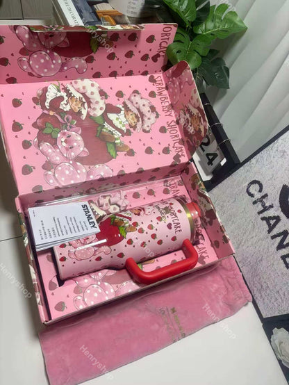 Strawberry Shortcake Designer 40oz Cup, Laser Engraved Gift Box with Straw Topper