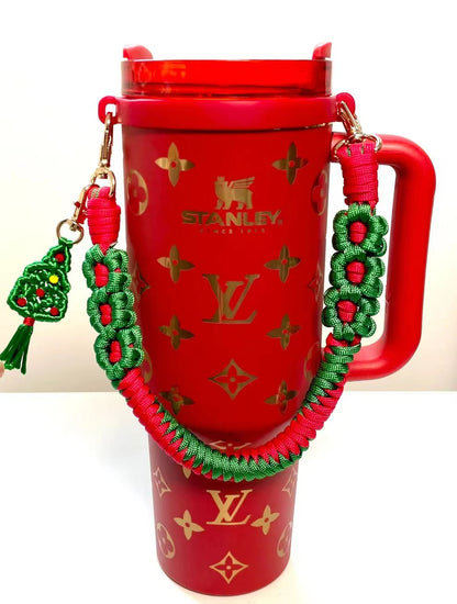 Christmas Braidded Hand Woven Carry On Cup Strap