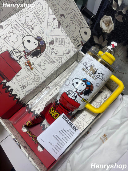 40oz Snoopy  Insulated Tumbler With Handle & Straw, Gift Box Set