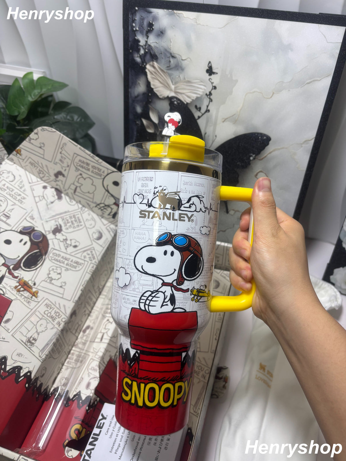 40oz Snoopy  Insulated Tumbler With Handle & Straw, Gift Box Set
