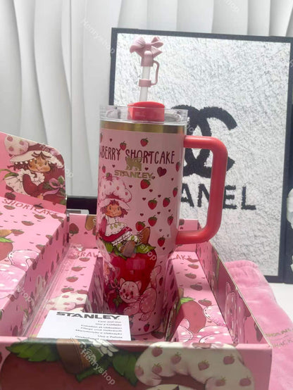 Strawberry Shortcake Designer 40oz Cup, Laser Engraved Gift Box with Straw Topper