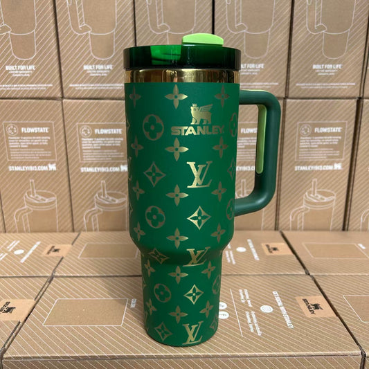Designer Holographic 40 oz Insulated Car Cup(Green gold)