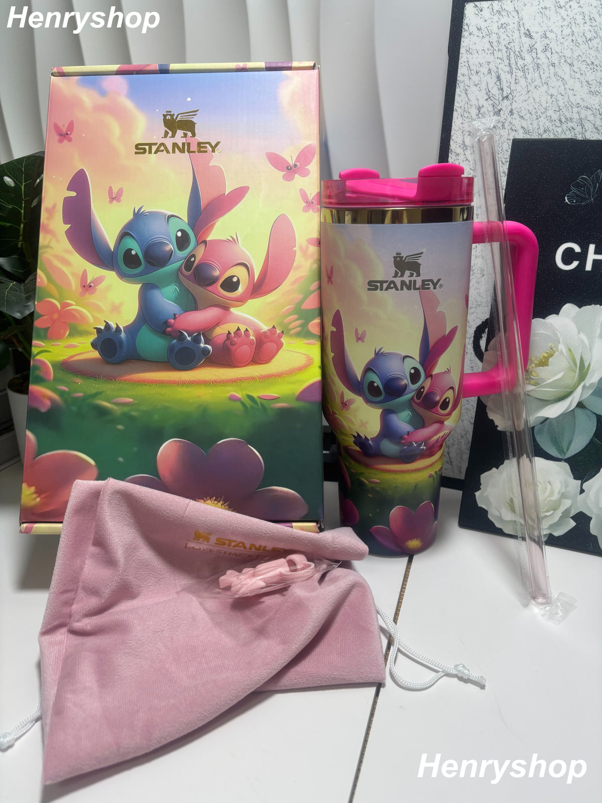 40oz Stitch Limited Insulated Tumbler With Handle, Straw Topper & Gift Box Set