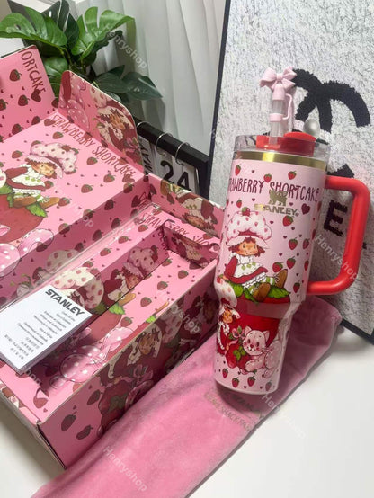 Strawberry Shortcake Designer 40oz Cup, Laser Engraved Gift Box with Straw Topper
