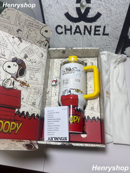40oz Snoopy  Insulated Tumbler With Handle & Straw, Gift Box Set