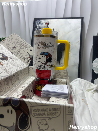 40oz Snoopy  Insulated Tumbler With Handle & Straw, Gift Box Set