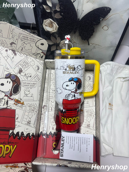 40oz Snoopy  Insulated Tumbler With Handle & Straw, Gift Box Set