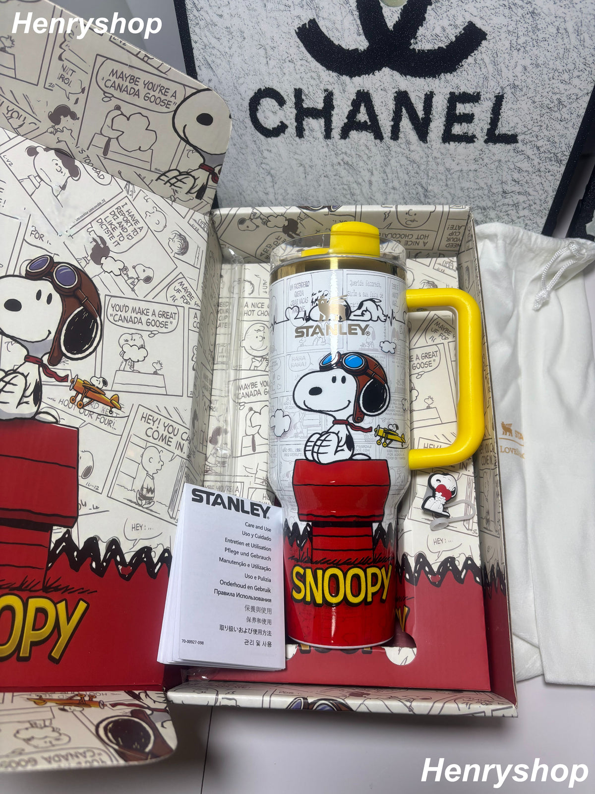 40oz Snoopy  Insulated Tumbler With Handle & Straw, Gift Box Set