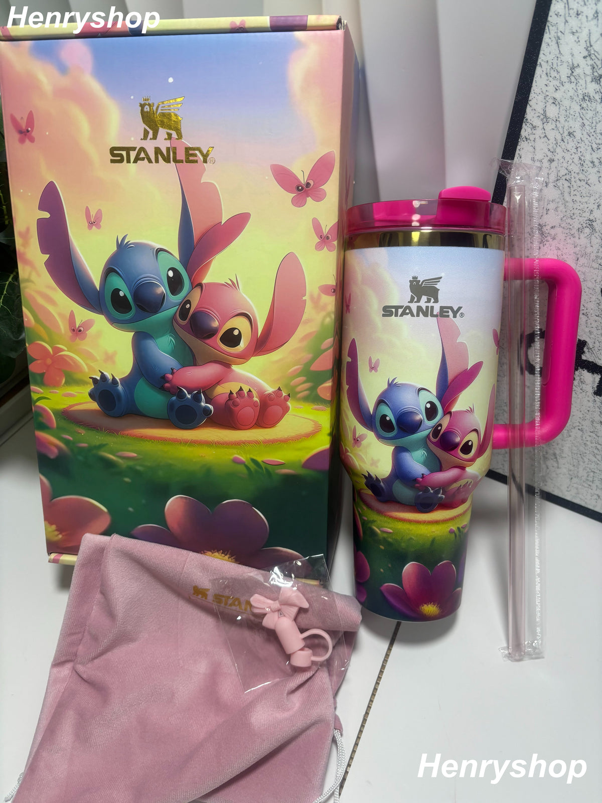 40oz Stitch Limited Insulated Tumbler With Handle, Straw Topper & Gift Box Set
