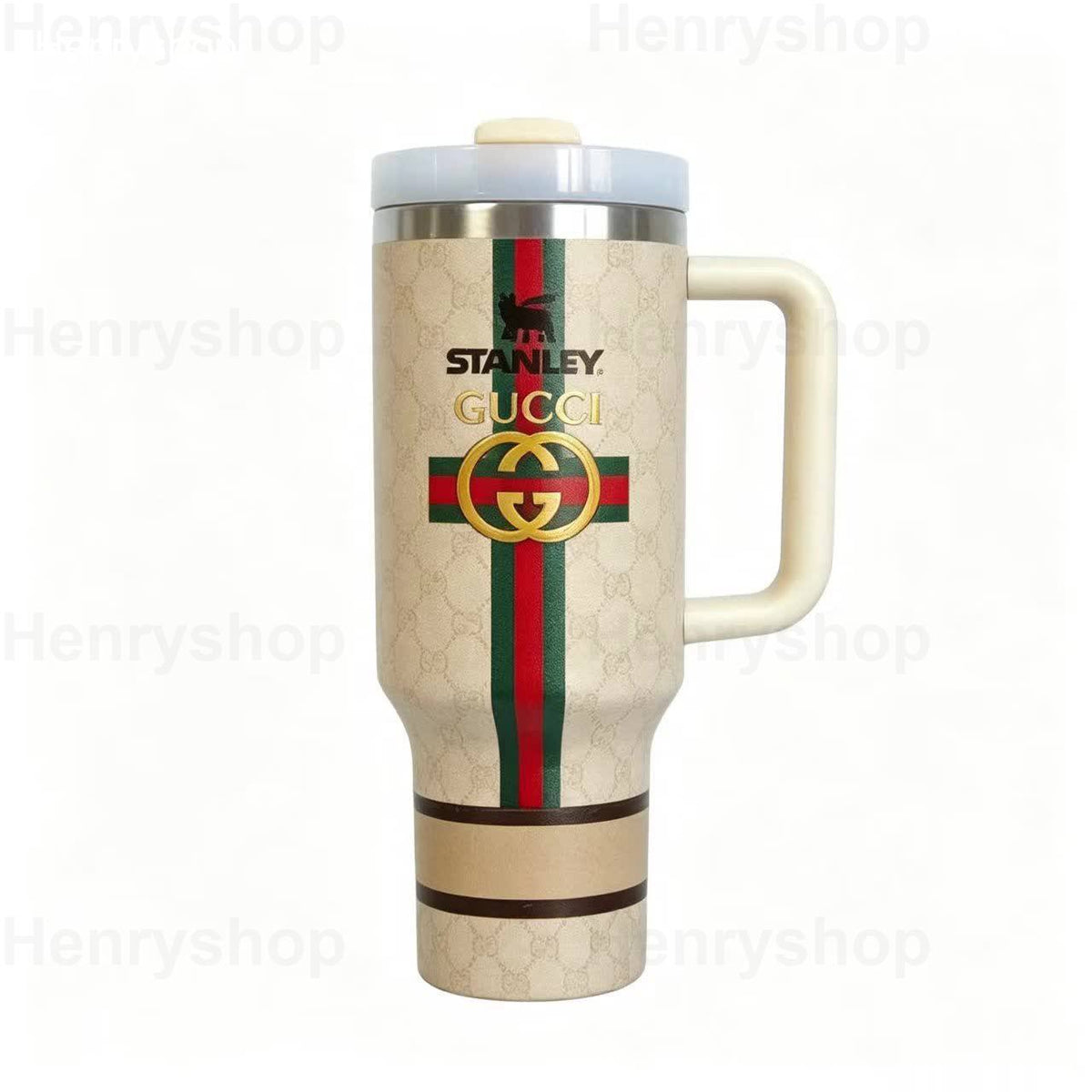 Mix Design 40oz Patterned Insulated Tumbler With Handle and Straw Lid, Stainless Steel Travel Mug, Large Capacity Car Cup