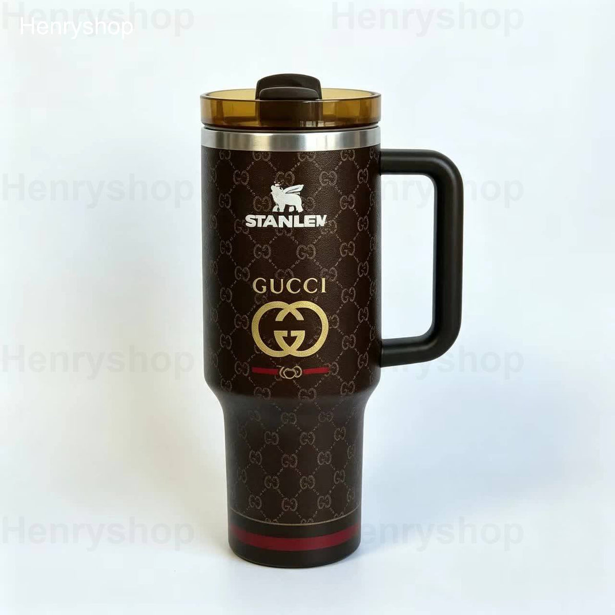 Mix Design 40oz Patterned Insulated Tumbler With Handle and Straw Lid, Stainless Steel Travel Mug, Large Capacity Car Cup