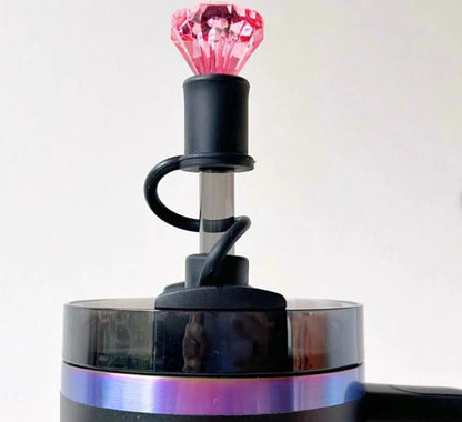 Luxe Tri-color Crystal Gem Straw Toppers(3-pack)