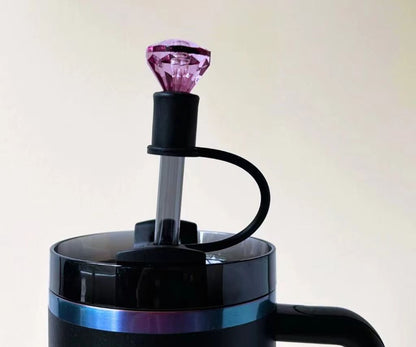 Luxe Tri-color Crystal Gem Straw Toppers(3-pack)