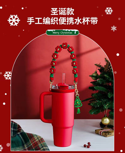 Christmas Braidded Hand Woven Carry On Cup Strap