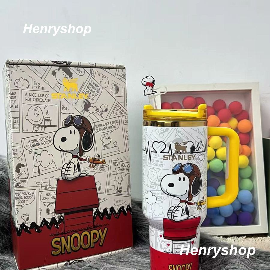 40oz Snoopy  Insulated Tumbler With Handle & Straw, Gift Box Set