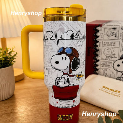 40oz Snoopy  Insulated Tumbler With Handle & Straw, Gift Box Set